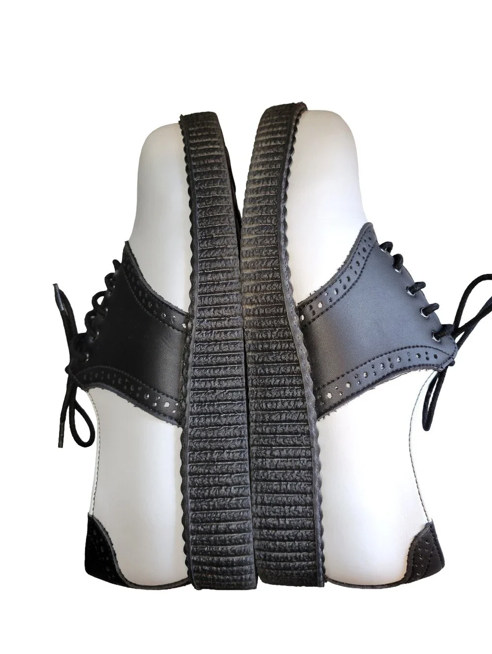 TUK Black/White Retro Saddle Oxford Low Platform Creeper Shoes Sz W8 M6 Like New